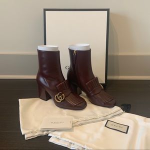 GUCCI Marmont 75 Booties NWT Dark Burgundy